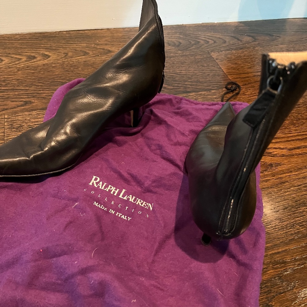 Black kitten heel boots by Ralph Lauren